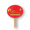 Mini Hand Fan- Oval Shape Hand Fan w/Wood Stick Handle